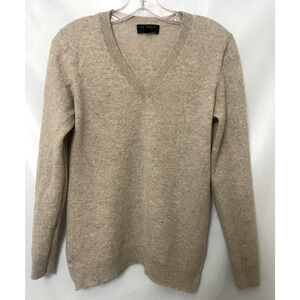 CHARTER CLUB Luxury 100% Cashmere Sweater Women's Size M Beige Tan V Neck